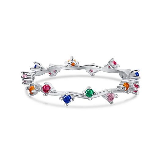 [Vivid Aurora]Radiant Colorful Round Cut Daily Ring