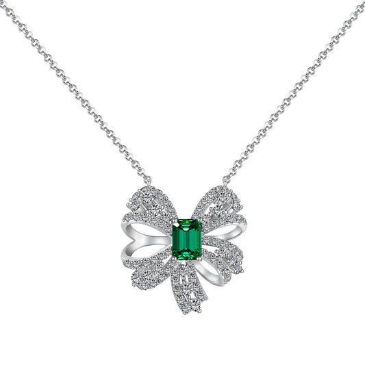 [Vivid Aurora]Luxurious Flower Shape Emerald Cut Necklace