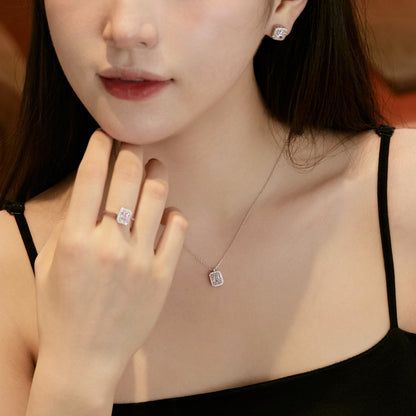 [Vivid Aurora]1.0 Carat Luxurious Dainty Emerald Cut Daily Earrings